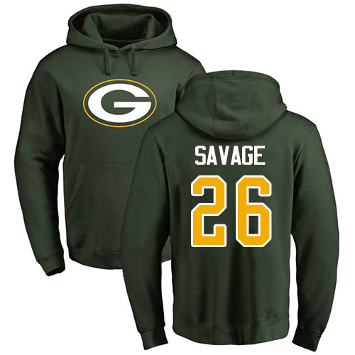 Men Green Bay Packers Green #26 Savage Darnell Name And Number Logo Nike NFL Pullover Hoodie Sweatshirts